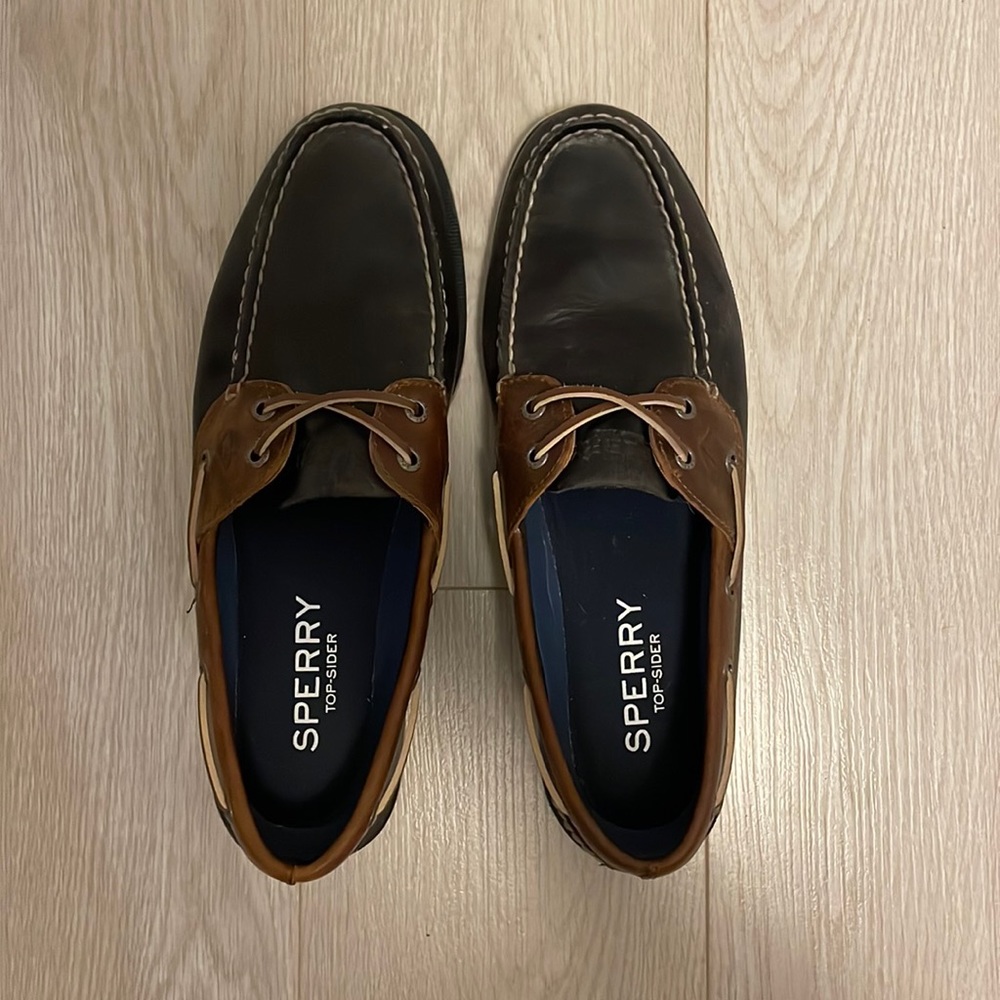 Sperry Top-Sider, size 10.5, like new condition (worn 3-5x), color blue/brown